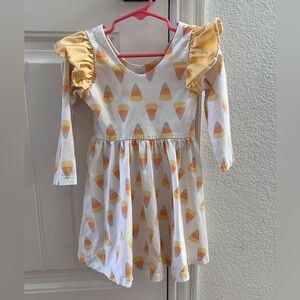 Monica + Andy Toddler Candy Corn Dress with Ruffle Sleeves